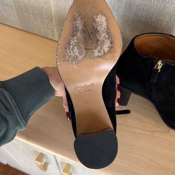 Chloe black suede ankle boots heels size 7.5 - Picture 5 of 6